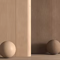Wooden Wall Paneling In Natural Style With Wooden Spheres