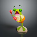 Cheerful Green Cartoon Frog In Striped Outfit Holding Colorful Maracas On White Base