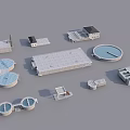 Industrial Plant Facilities With Various Structures Including Circular Tanks And Roofed Buildings