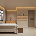 Relaxing SPA Sauna Room with Massage Bed Bathtub Window and Shelves