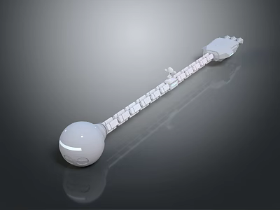 Natural Scene With White Spherical Formation And Long Structure On Gray Reflective Surface 3d model