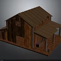 Wooden Barn Building With Sloped Roof Porch And Rural Window Design Elements