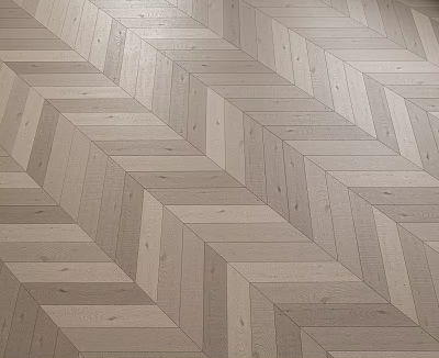 Light Grey Herringbone Wooden Floor Interior Design With Natural Grain Texture 3d model