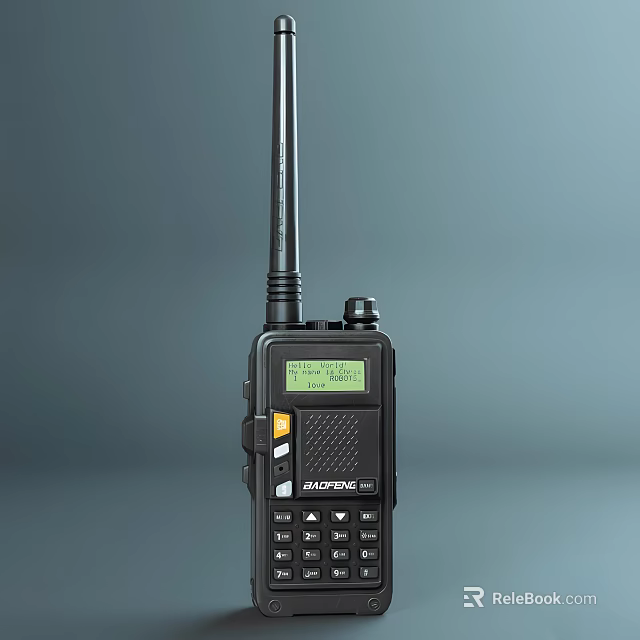 BAOFENG Walkie Talkie With Digital Screen Long Antenna And Control Buttons 3d model 