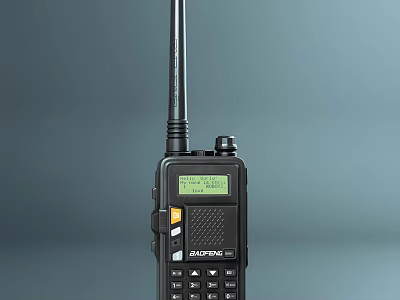 BAOFENG Walkie Talkie With Digital Screen Long Antenna And Control Buttons 3d model