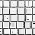 White Switch Panels with Various Types Sockets and Switches Arranged Neatly 3d model