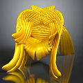 Yellow Modern Sculptural Single Chair Featuring Curved Leaf Like Design And Glossy Finish