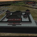 Ancient Chinese Architecture Traditional Multi Tiered Roofs Complex Aerial View With Stone Platform And Greenery
