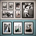 Black and White Framed Landscape Paintings With Eiffel Tower And Venetian Gondola Views On Wall