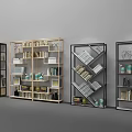 Modern Bookshelf Designs with Mixed Material Frames Storage Shelves Books and Decorative Items 3d model
