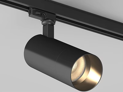Modern Black Track Mounted Spotlight With Warm Light And Sleek Metallic Design 3d model