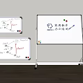 Easel and Wall Mounted Whiteboards with Handwritten Notes and Magnetic Markers 3d model