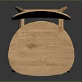 Wooden Leisure Chair with Curved Backrest and Circular Seat in Simple Modern Style