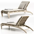 Modern Lounge Chair With Wooden Frame Woven Rattan Seat Cushion And Books On Top