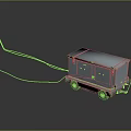 Gray Mobile Equipment Device With Wheels And Connected Power Cable 3d model