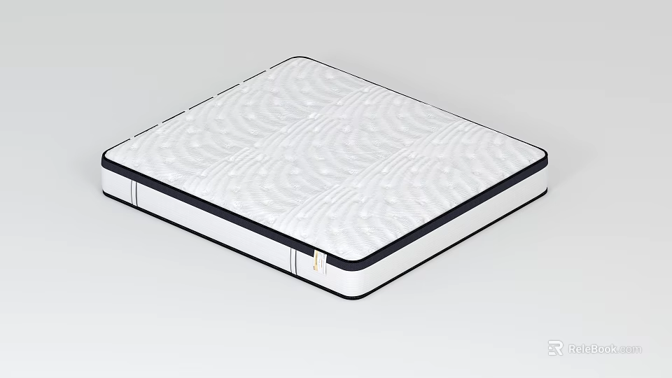 White Mattress With Wavy Surface Pattern And Black Border Modern Design 3d model 