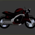 Red and Black Modern Motorcycle With Stylish Body Against Gray Background