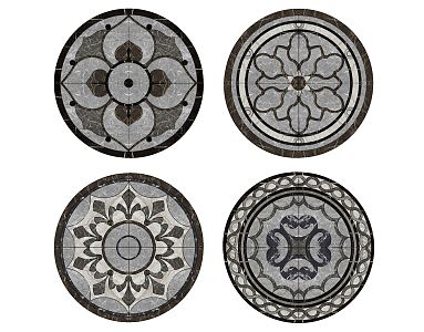 Modern Tile Round Marble Stone Parquet 3d model