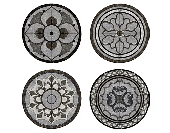 Modern Tile Round Marble Stone Parquet 3d model