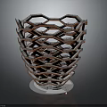 Decorative Honeycomb Structure Sculpture With Brown Black Metal Frame And White Base 3d model
