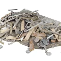 Stacked Piles of Natural Stones and Wooden Planks in Various Sizes for Building Projects