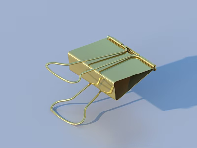 Stylish Golden Metal Paper Clip Practical Office Supply For Document Organization 3d model