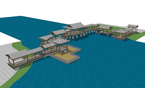 Landscape Planning of Chinese Bridge 3d model