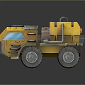 Yellow Sci Fi Utility Vehicle With Large Tires And Roof Equipment