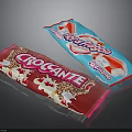 Red And Blue Croccante Chocolate Snack Packaging With Milk Illustrations And Chips
