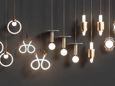 Modern Pendant Lights With Unique Geometric Shapes And Warm LED Lighting For Interior Decor 3d model