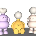 Adorable Cartoon Character Table Lamps With Purple Yellow Beige Rounded Body And Heart Round Light