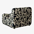 Modern Single Seater Sofa With Black And White Geometric Pattern Fabric Design 3d model
