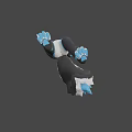 3D Anthropomorphic Wolf Game Character Posing With Blue Black Fur White Chest And Extended Hand