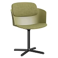 Modern Gray Fabric Upholstered Swivel Desk Chair With Minimalist Matching Table For Cozy Home Office