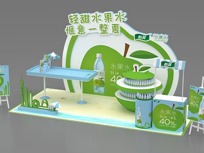 Light Sweet Fruit Water Exhibition Booth With Comfortable Summer Promotional Elements And 40% Content 3d model