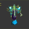 Mystical Blue Robed Wizard Character With Hat Glowing Orbs And Floating Books