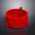 Sculpted Red Circular Mechanical Component With Protruding Parts And Smooth Glossy Surface