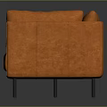Modern Orange Three-Seater Sofa With Fabric Upholstery And Smooth Floor Reflection