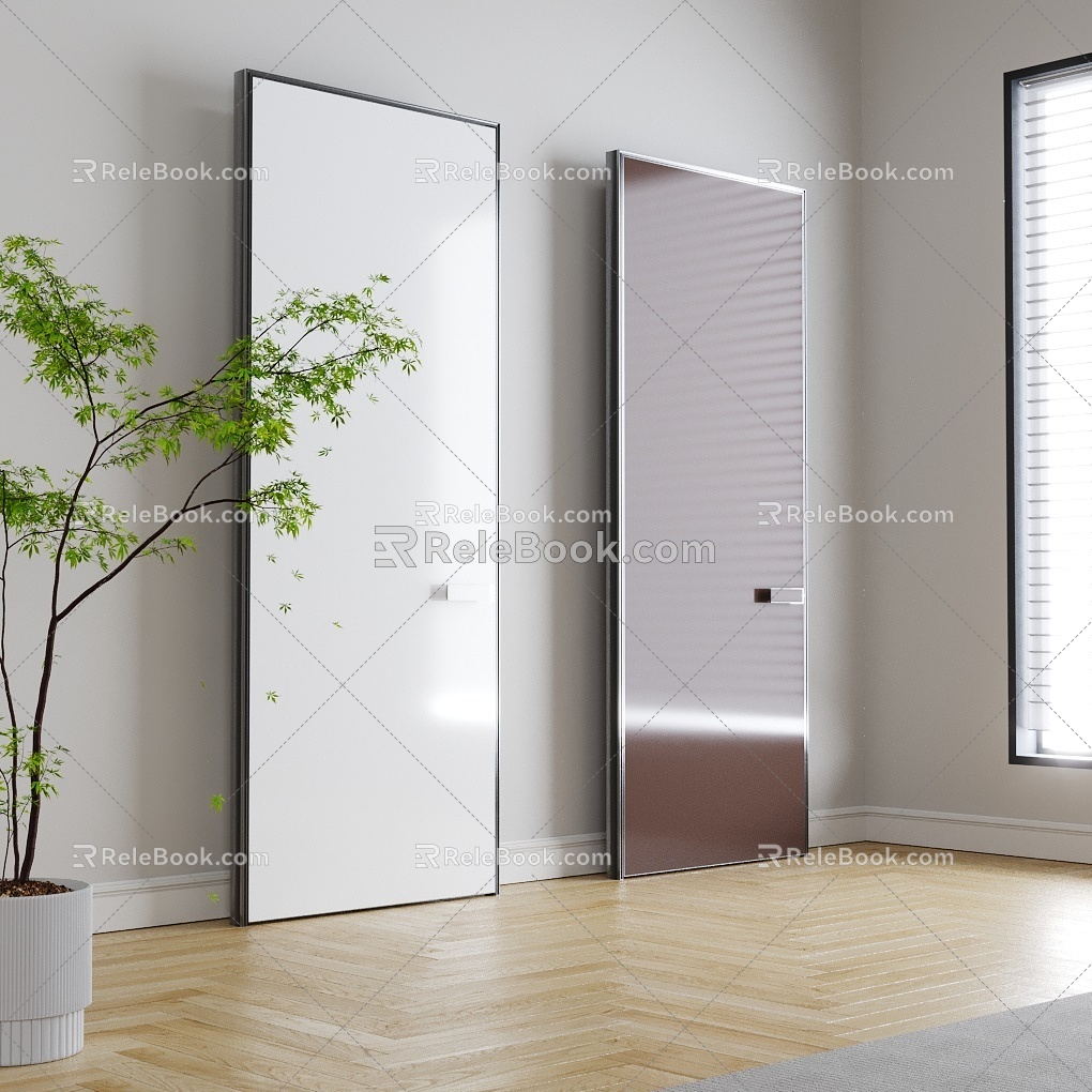 Modern swing door single door 3d model