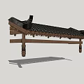 Wooden Bed Frame Structure With Carved Legs And Black Checkered Mattress