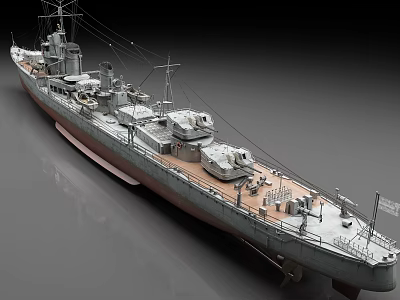 Classic Warship Featuring Deck Turrets Mast Hull And Rigging Structure 3d model