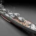 Classic Warship Featuring Deck Turrets Mast Hull And Rigging Structure