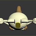 Animated Game Character With Yellow Head Black Ears White Body Open Arms Cheerful Expression
