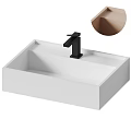 Modern White Square Countertop Wash Basin For Home Bathroom With Black Faucet