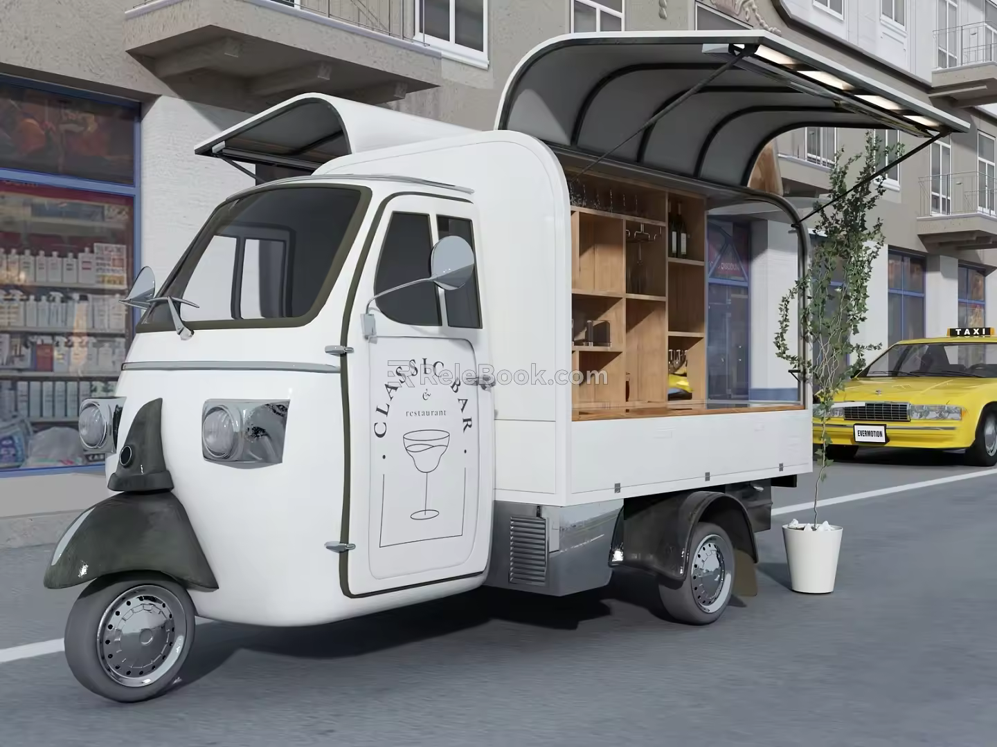 Modern Vans Mobile Stall Tricycle 3d model