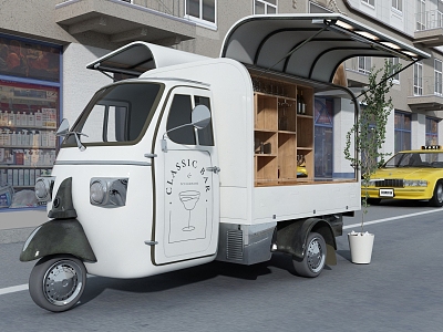 Modern Vans Mobile Stall Tricycle 3d model