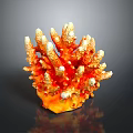 Vibrant Orange Yellow Branched Coral Structure Hosting Thriving Marine Polyps