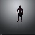 Spider-Man 3D Character Model In Purple And Red Suit Standing On Gray Background
