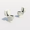 Two White Ceramic Toilets with Open Lids for Modern Bathroom Design