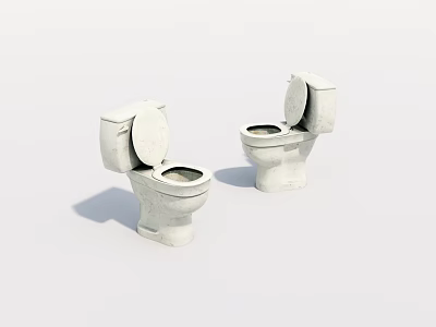 Two White Ceramic Toilets with Open Lids for Modern Bathroom Design 3d model